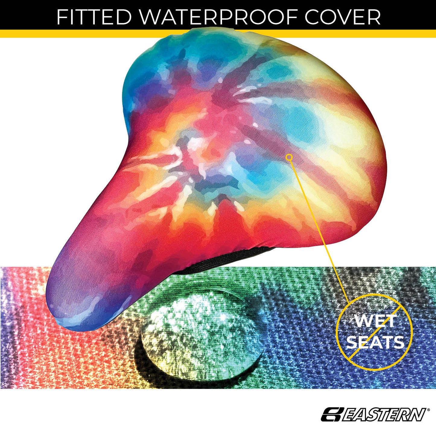 Rain Seat Cover, Water Proof, Fits seats up to 10" wide x 10" long - Tiedye