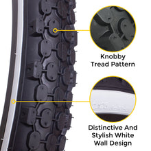Load image into Gallery viewer, e701 26 inch tire black with white wall
